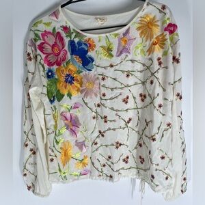 Anthropologie brand Tiny Vibrant Floral Embroidered Women's Blouse